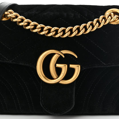 Gucci Velvet Matelasse Mini GG Marmont Shoulder Bag Black 8 of 10