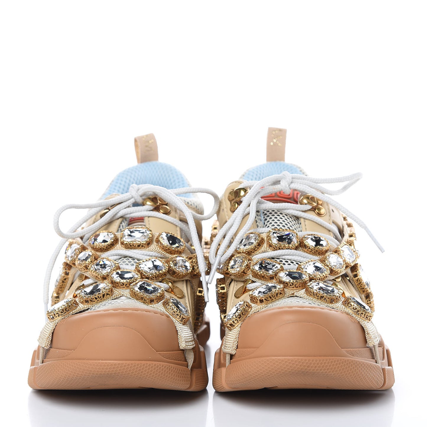 X SEGA Mesh Canvas Calfskin Removable Crystals Flashtrek Sneakers 38 Mystic White Oatmeal Sand Storm