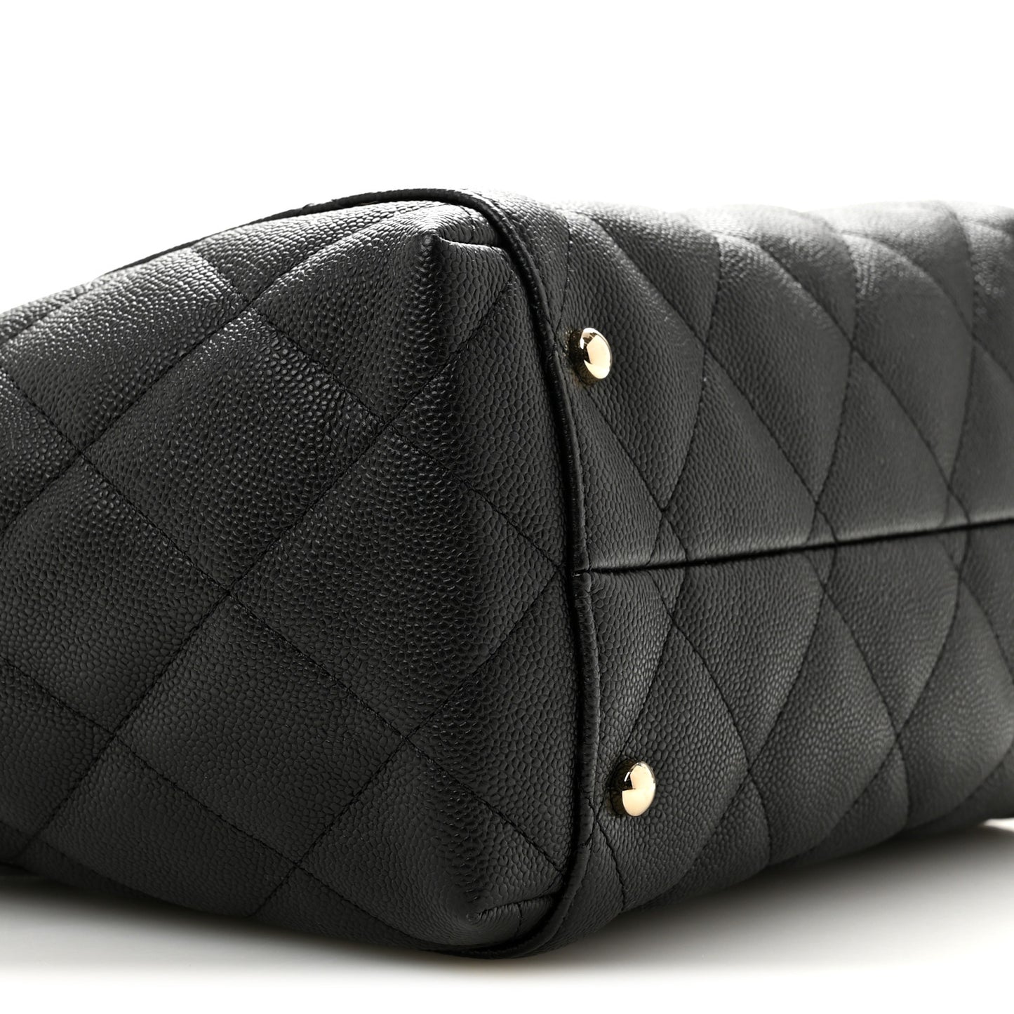 Caviar Quilted Small Shopping Tote Black