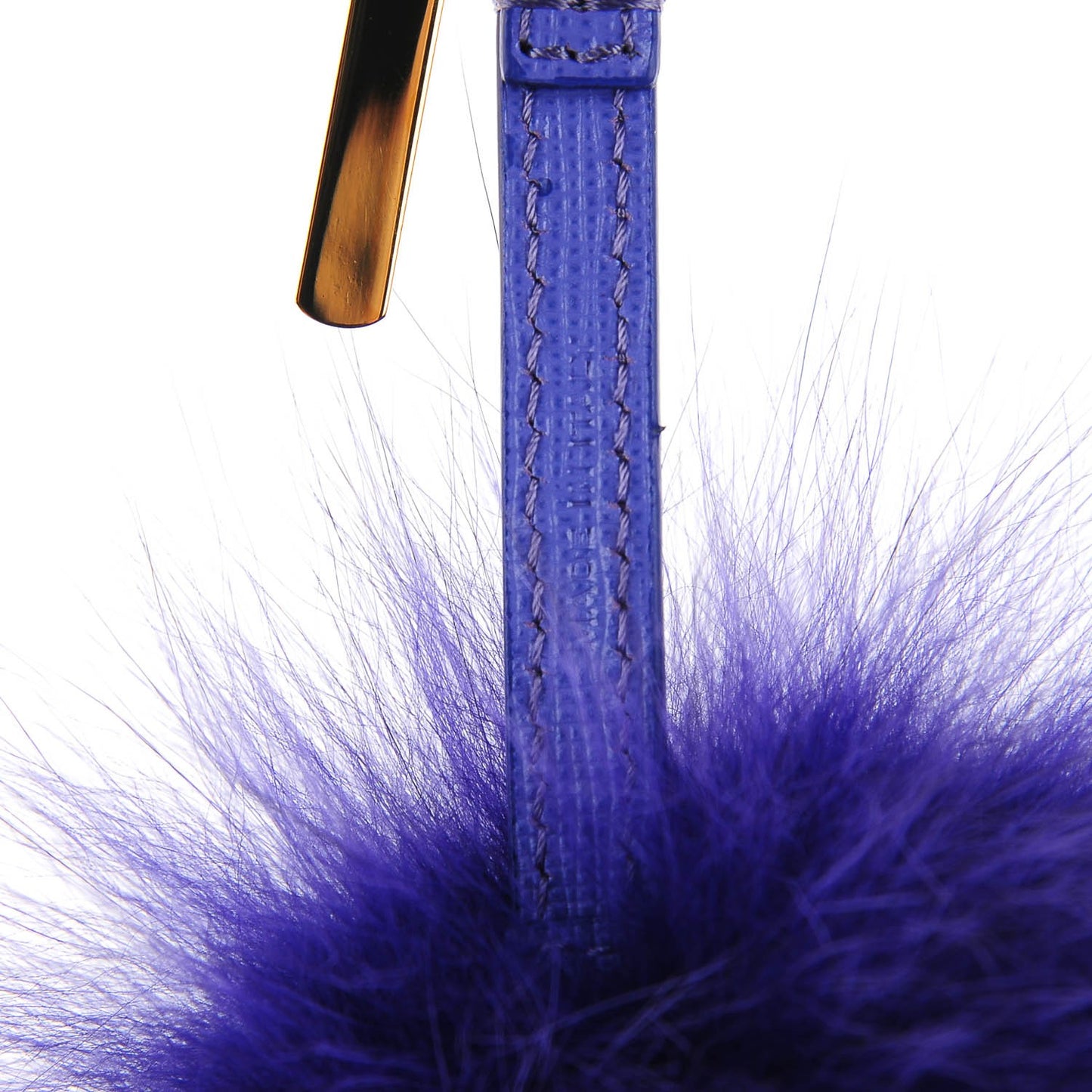 Fox Fur Vitello Elite Pom Pom Bag Charm Viola Cassis