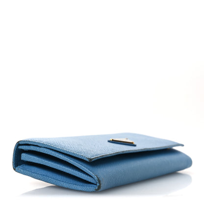Prada Saffiano Triangle Continental Flap Travel Wallet Mare 5 of 13