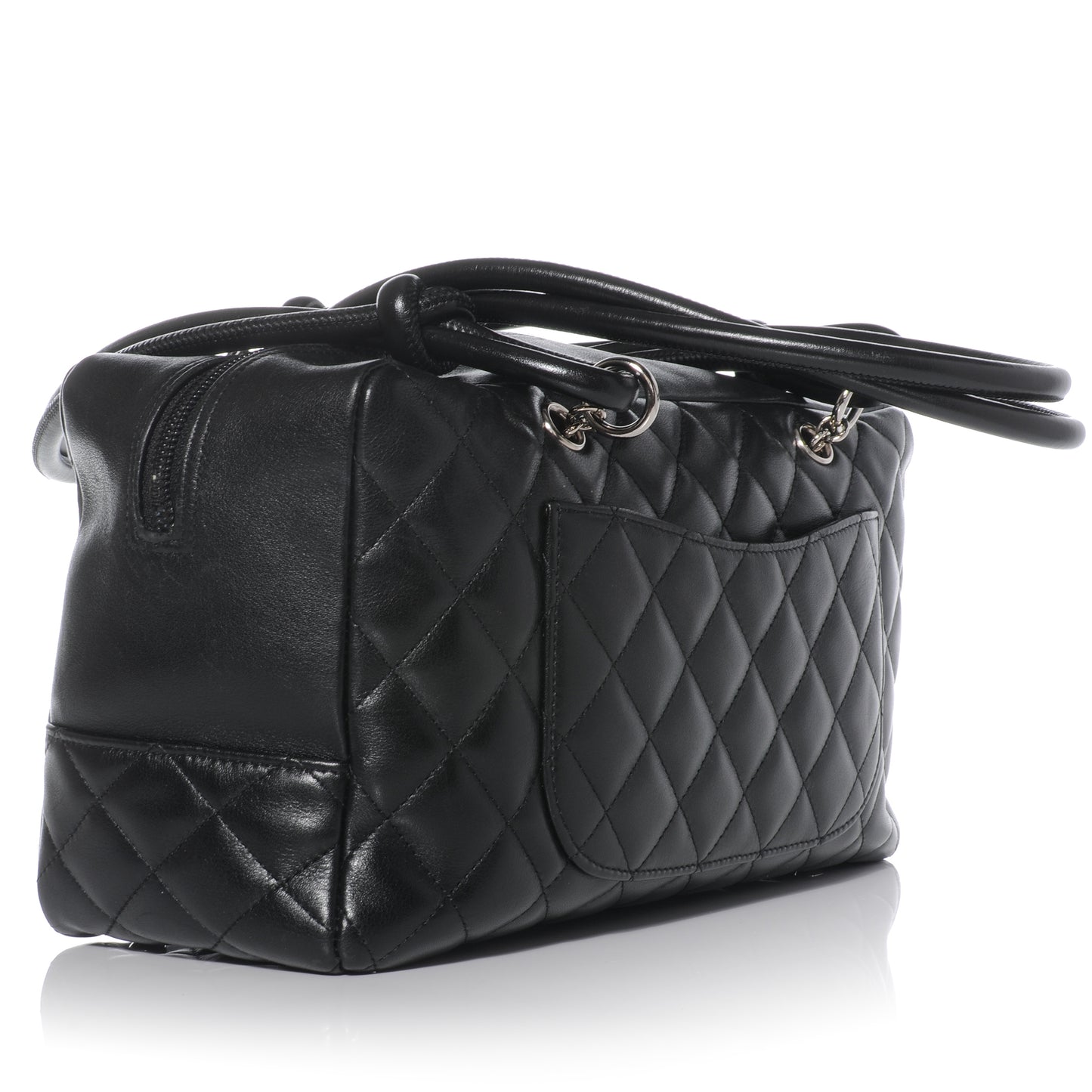 Calfskin Quilted Large Cambon Bowler Black White