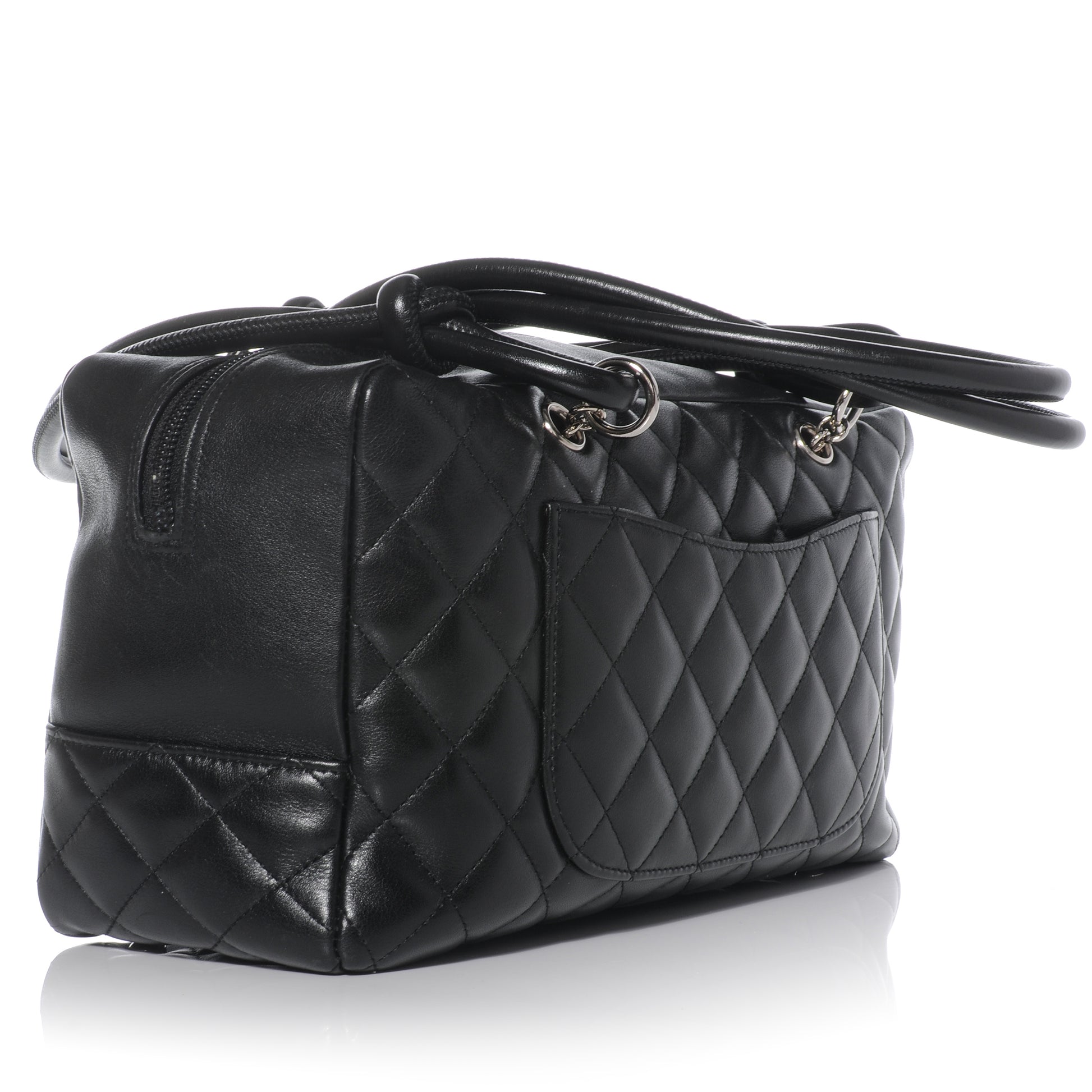 Chanel Calfskin Quilted Large Cambon Bowler Black White 3 of 9