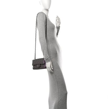 Chanel Iridescent Lambskin Quilted Mini Rectangular Flap Dark Purple 2 of 10