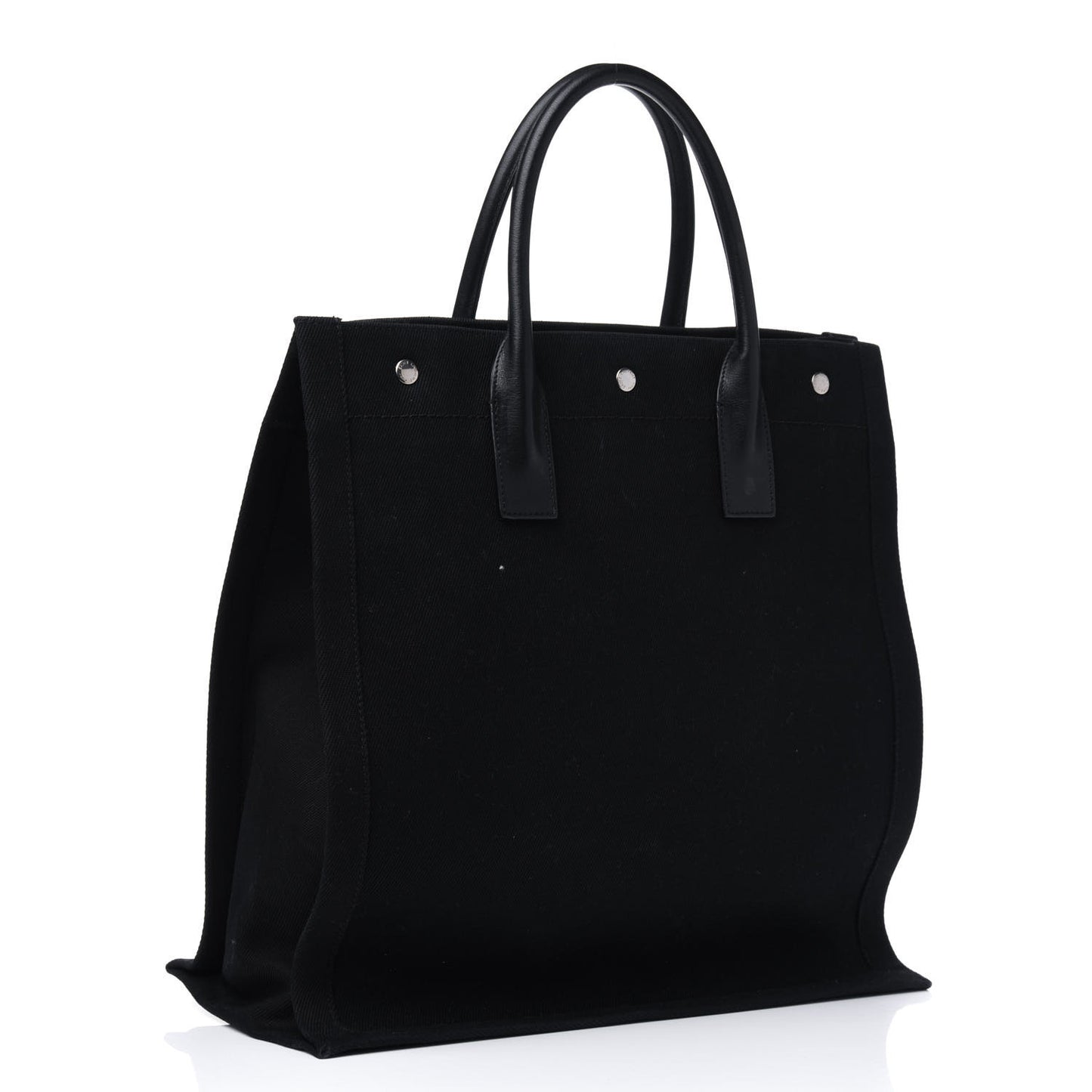 Linen Calfskin Rive Gauche North South Tote Black