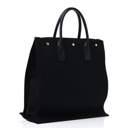 Saint Laurent Linen Calfskin Rive Gauche North South Tote Black 2 of 4
