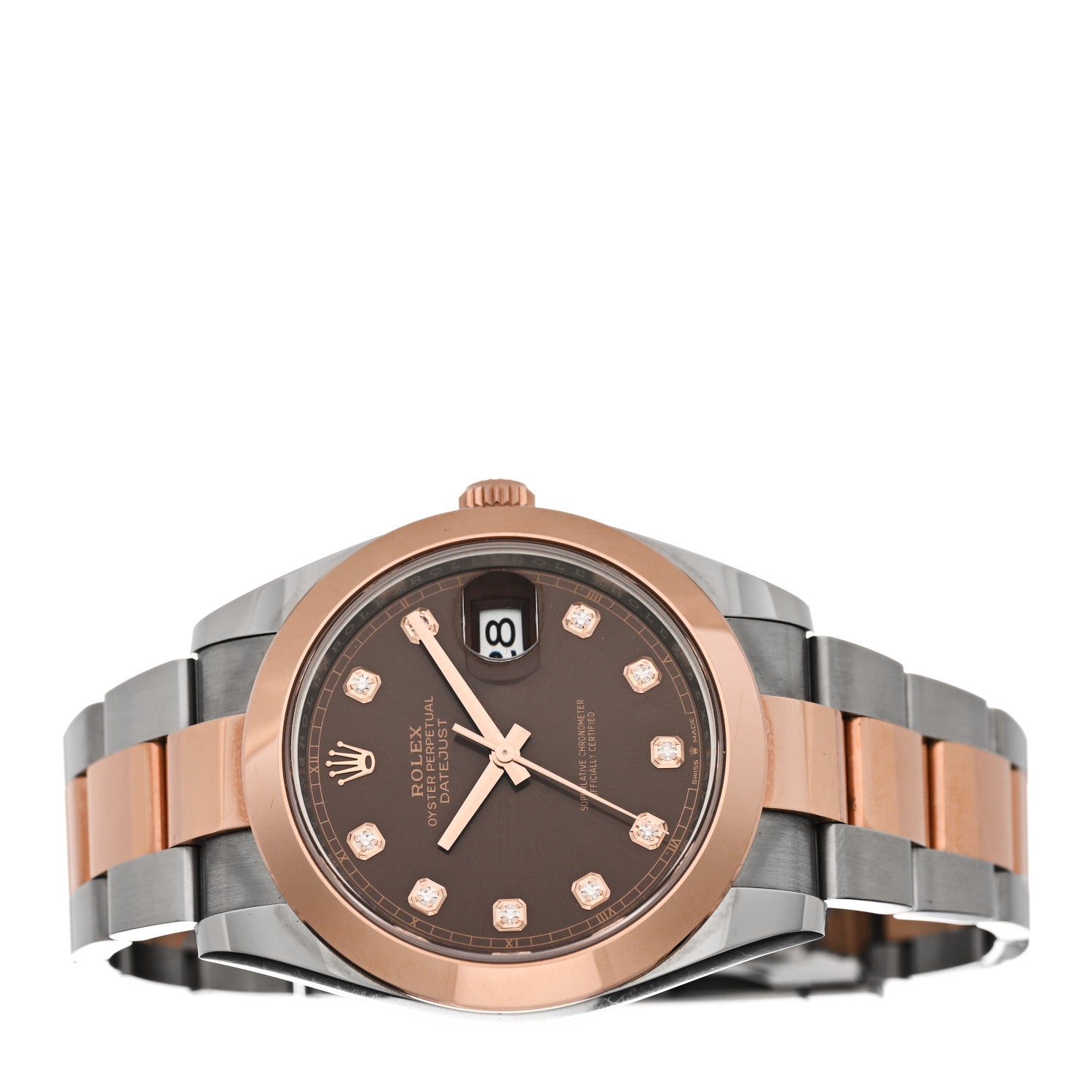 Rolex Stainless Steel 18K Everose Gold Diamond 41mm Oyster Perpetual Datejust Watch Chocolate 126301 2 of 5