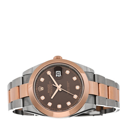 Rolex Stainless Steel 18K Everose Gold Diamond 41mm Oyster Perpetual Datejust Watch Chocolate 126301 2 of 5
