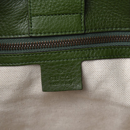 Gucci Pebbled Calfskin Large Bamboo Shopper Tote Green 6 of 15