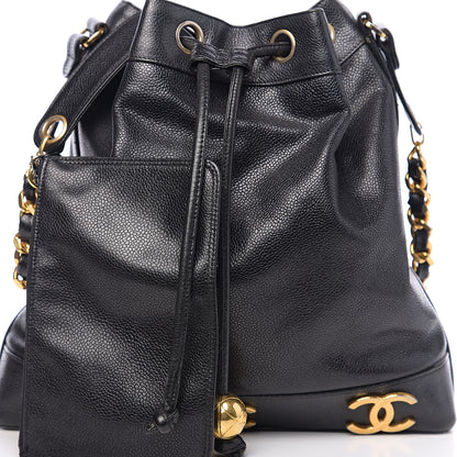 Chanel Caviar CC Drawstring Shoulder Bag Black 6 of 9