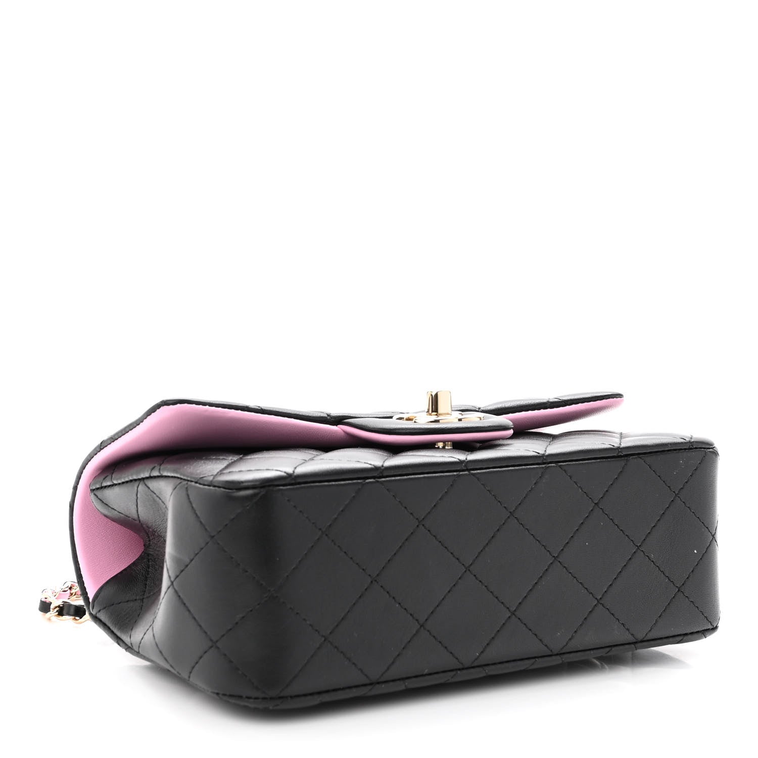 Chanel Lambskin Quilted Bi-Color Mini Top Handle Rectangular Flap Black Lilac 4 of 10
