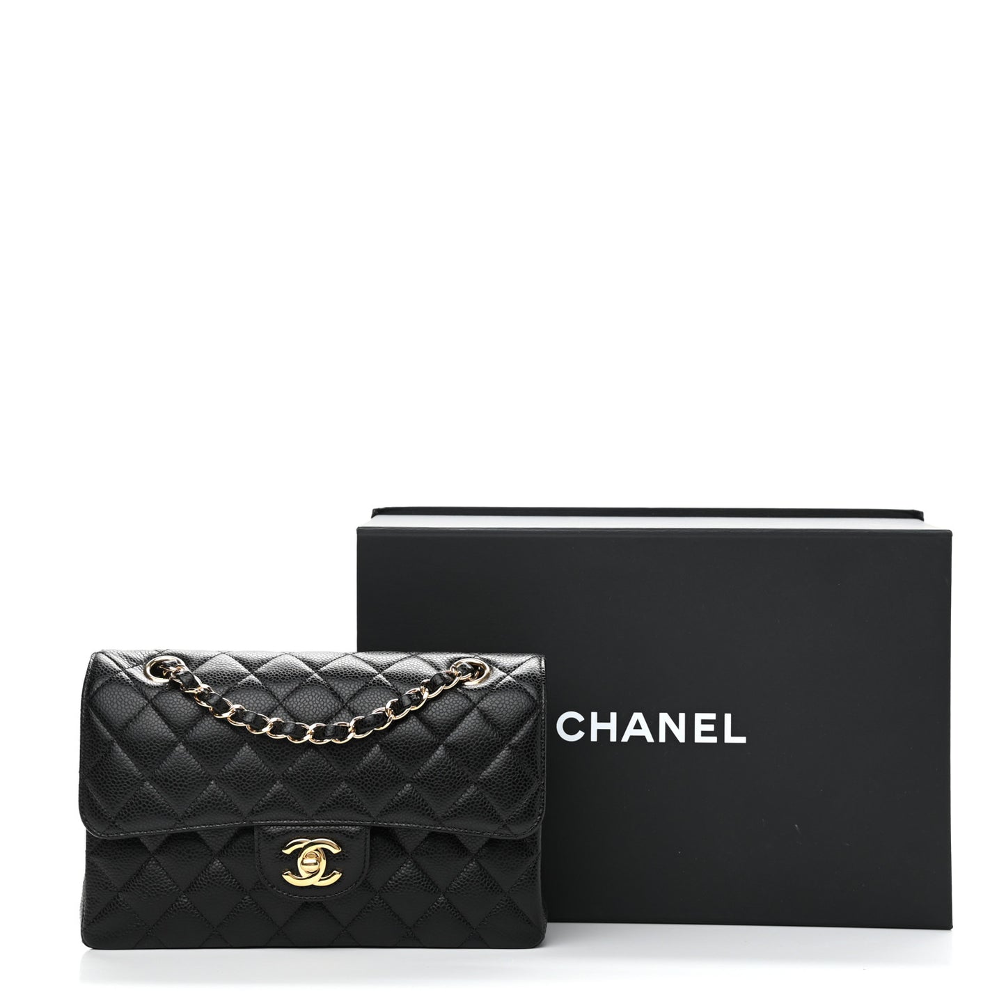 Caviar Quilted Small Double Flap Black