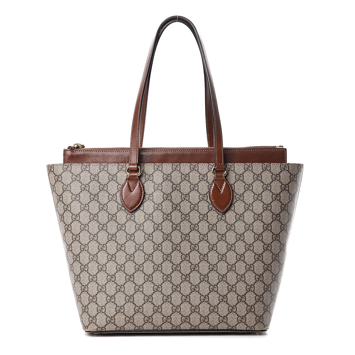 GG Supreme Monogram Medium Zippered Bucket Tote Beige Tuscany
