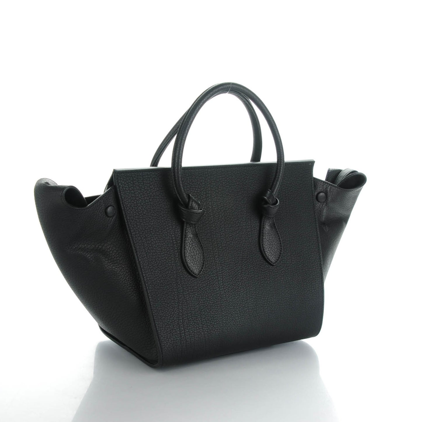 Crisped Calfskin Small Tie Knot Tote Black