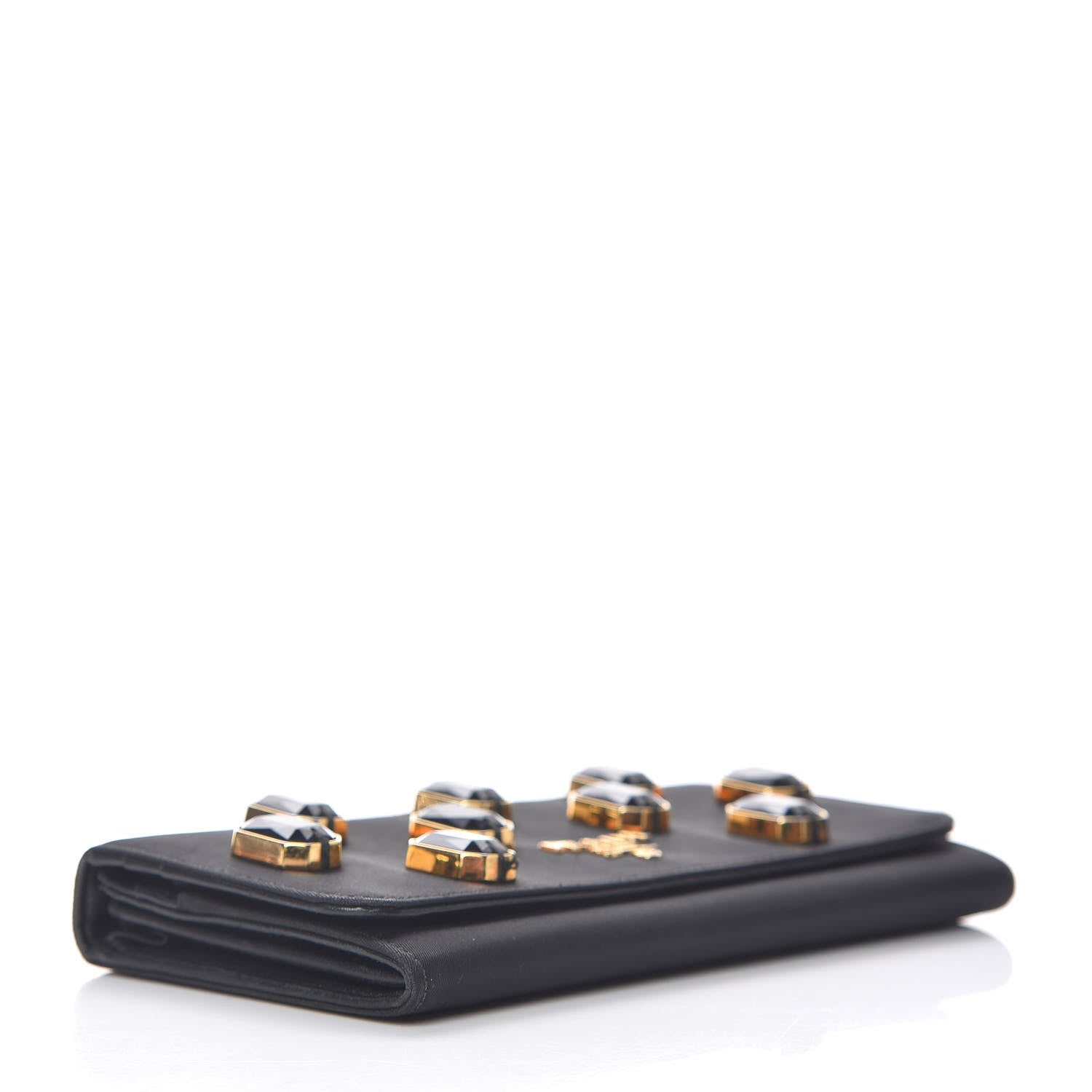 Prada Tessuto Nylon Pietre Jeweled Flap Wallet Black 4 of 12