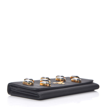 Prada Tessuto Nylon Pietre Jeweled Flap Wallet Black 4 of 12