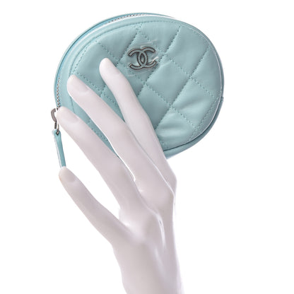 Chanel Lambskin Quilted Zip Around Classic Coin Purse Light Blue 2 of 9