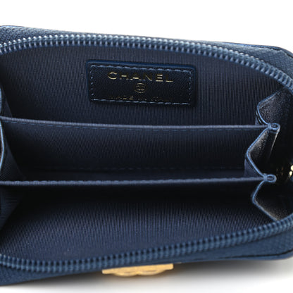 Chanel Metallic Lambskin Quilted Boy Zip Around Coin Purse Wallet Navy 5 of 8