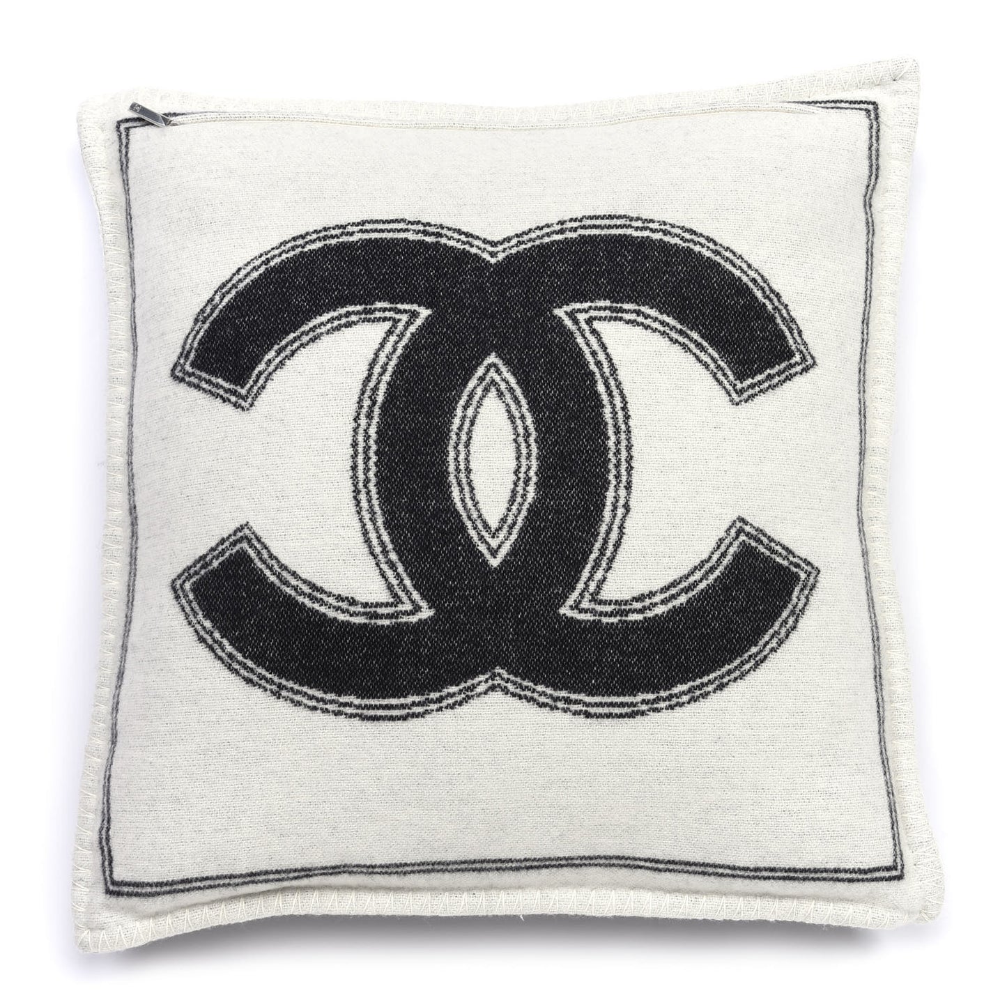 Merino Wool Cashmere CC Pillow Black White