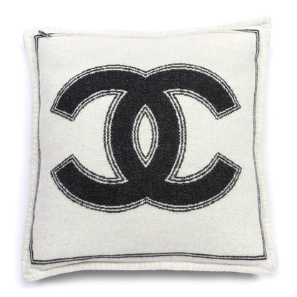 Chanel Merino Wool Cashmere CC Pillow Black White 2 of 3