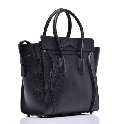Celine Drummed Calfskin Micro Luggage Black 3 of 8