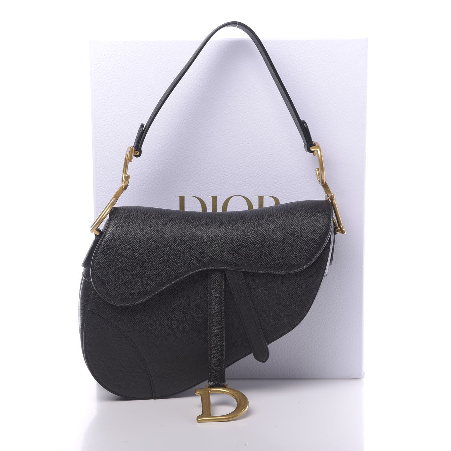 Christian Dior Grained Calfskin Saddle Bag Black 11 of 11