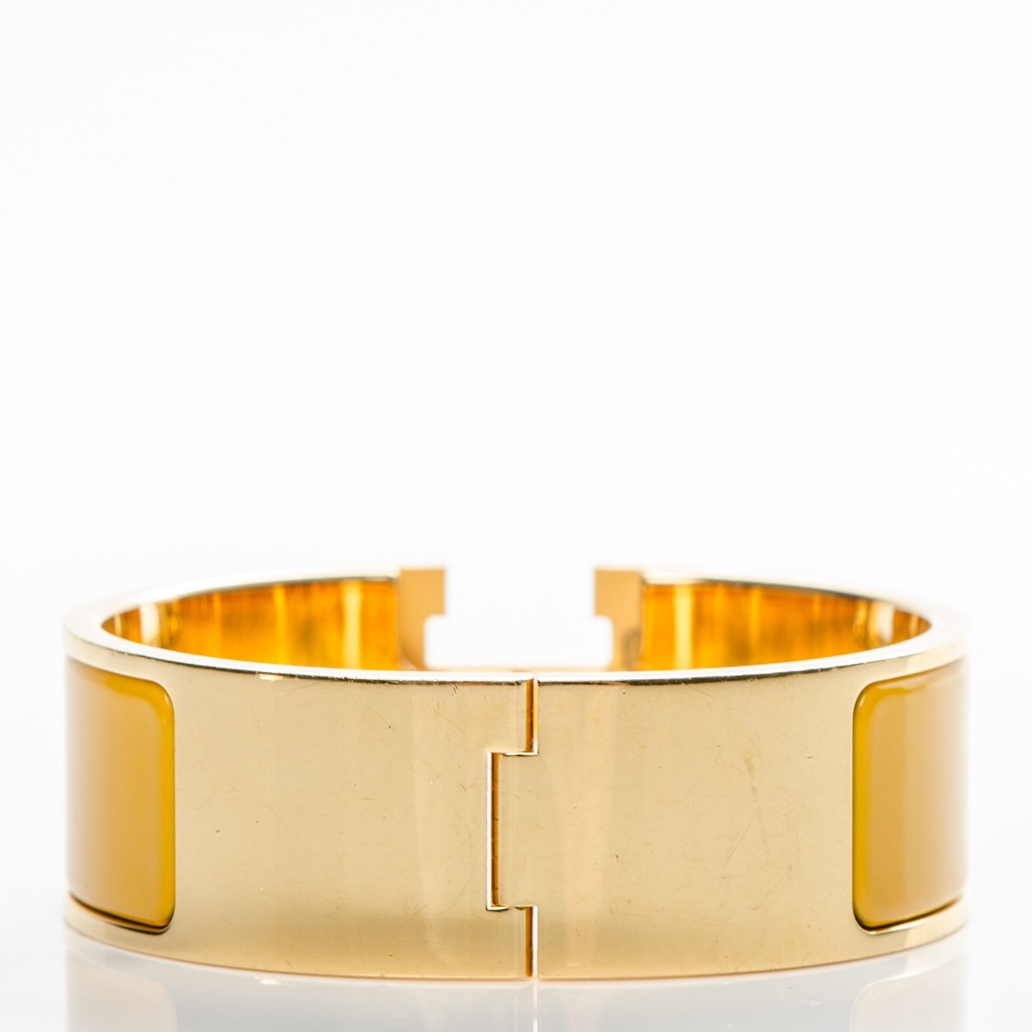 Hermes Enamel Wide Clic Clac H Bracelet PM Jaune Soleil 3 of 5