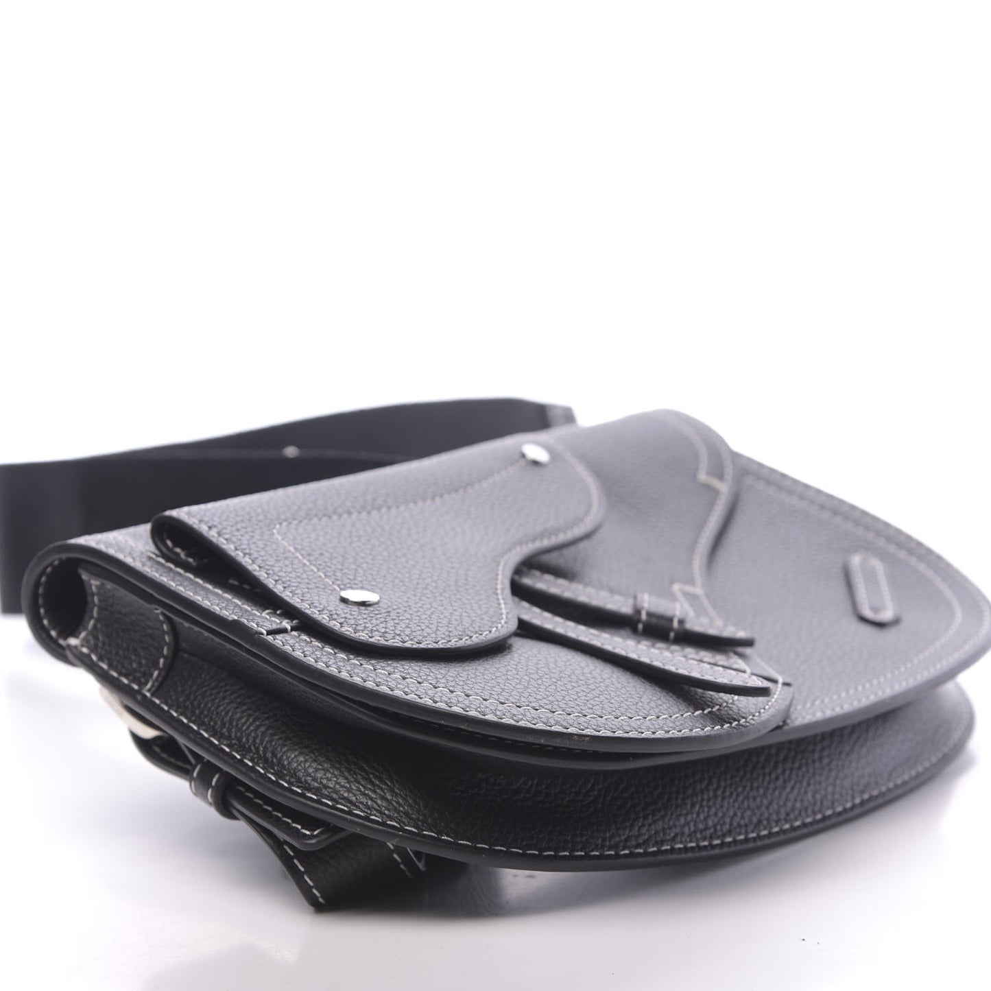 X KAWS Grained Calfskin Saddle Pouch Black