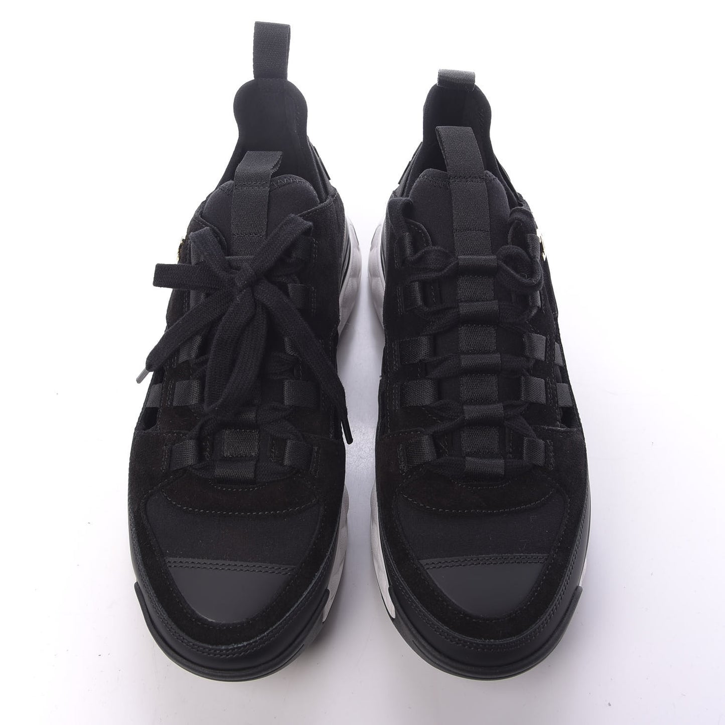 Fabric Calfskin Suede CC Sneakers 37.5 Black
