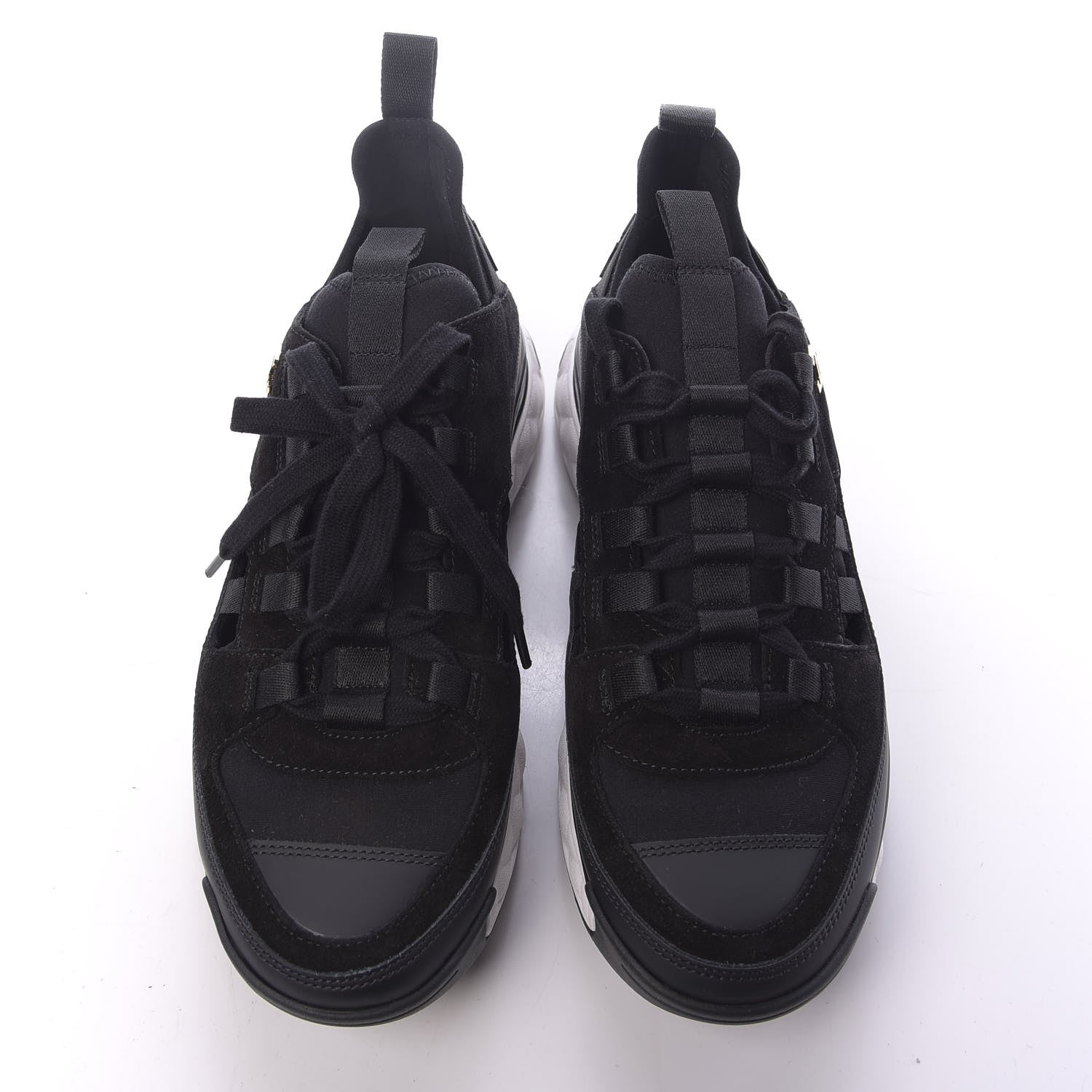 Chanel Fabric Calfskin Suede CC Sneakers 37.5 Black 5 of 9