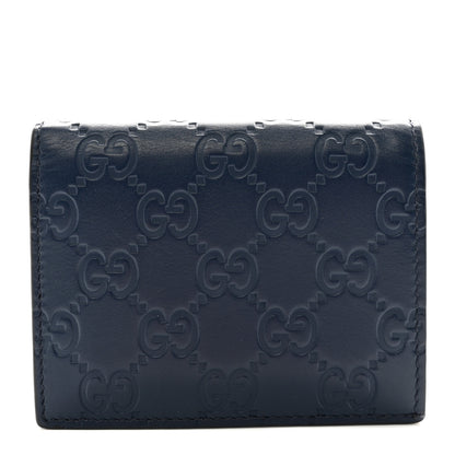 Gucci Guccissima Card Case Wallet Blue 1 of 13