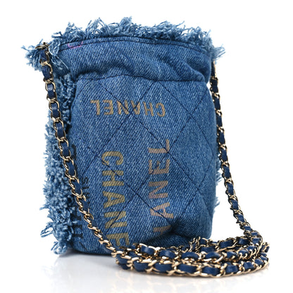 Chanel Denim Quilted Mood Mini Bucket With Chain Blue Multicolor 3 of 10