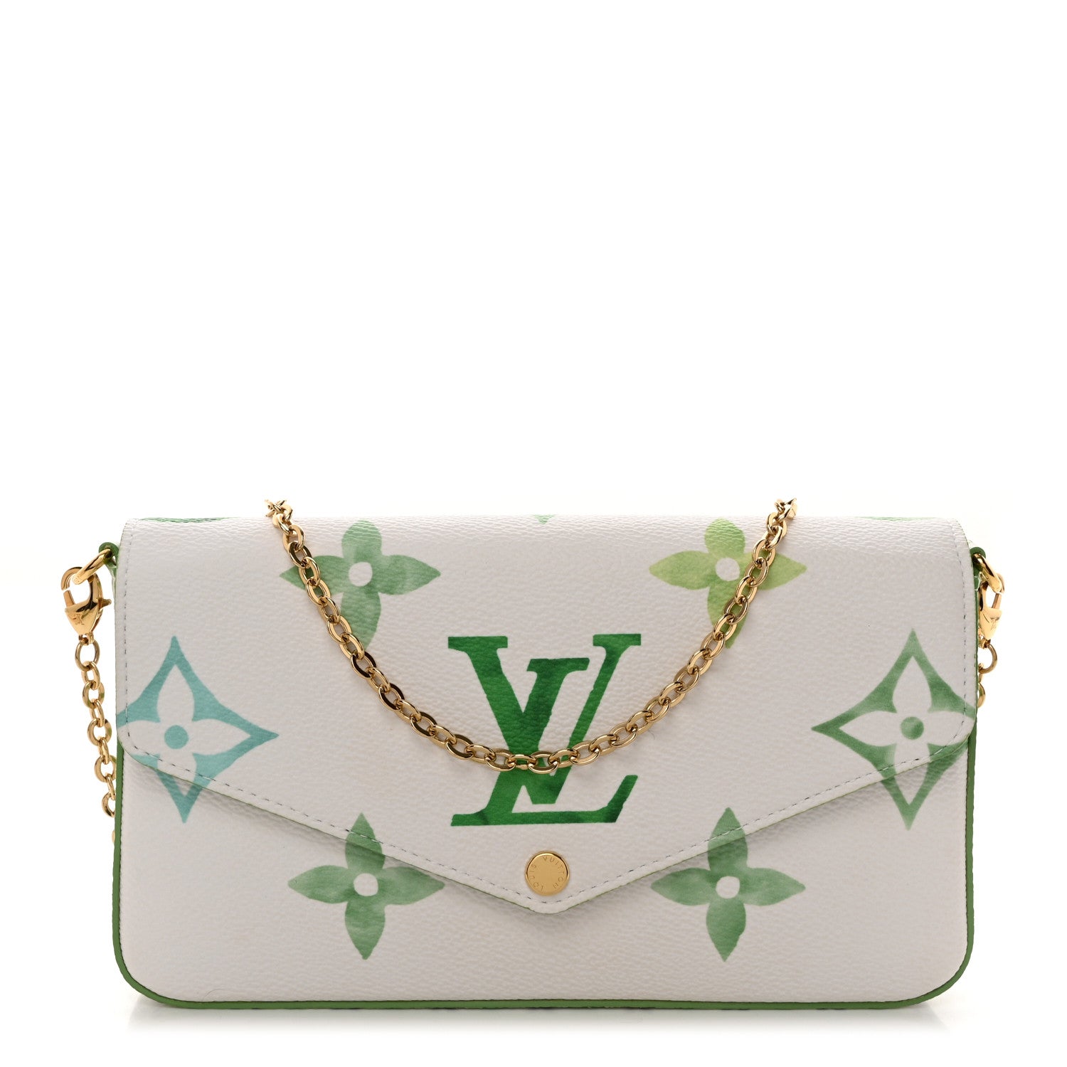 Louis Vuitton Monogram Giant By The Pool 2.0 Felicie Pochette Chain Wallet Jade Green 1 of 10