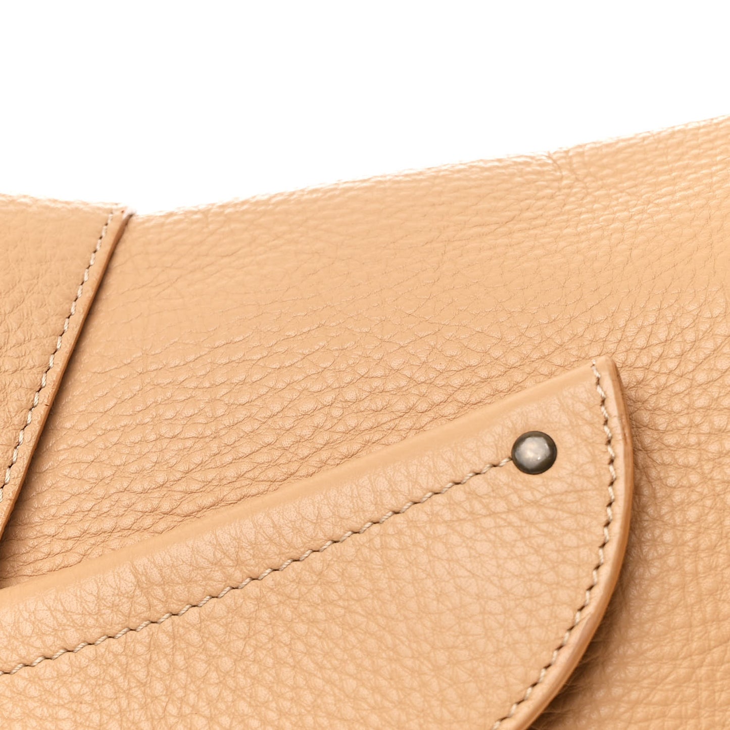 Grained Calfskin Saddle Messenger Bag Beige