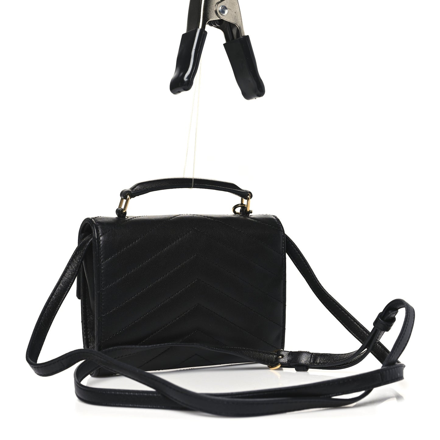 Lambskin Chevron Quilted Mini High School Satchel Black