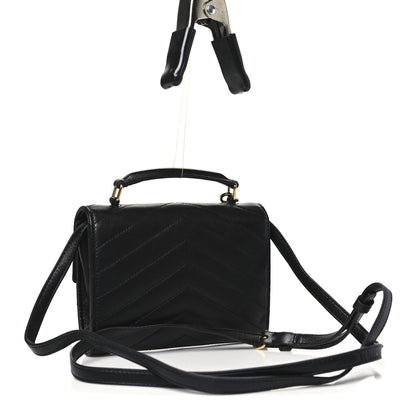 Saint Laurent Lambskin Chevron Quilted Mini High School Satchel Black 3 of 11