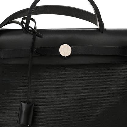 Hermes Toile H Berline Vache Hunter Herbag Zip PM 31 Black Ecru 9 of 13