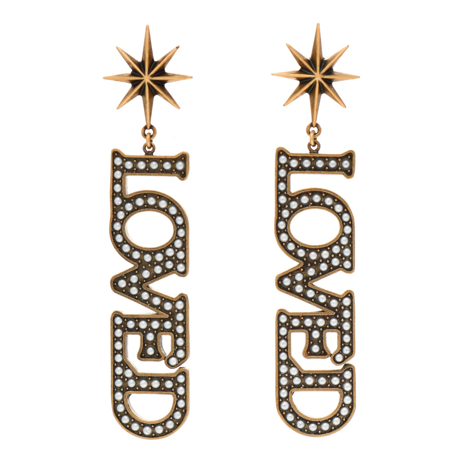 Gucci Pearl Loved Earrings Aged Gold 1 of 5