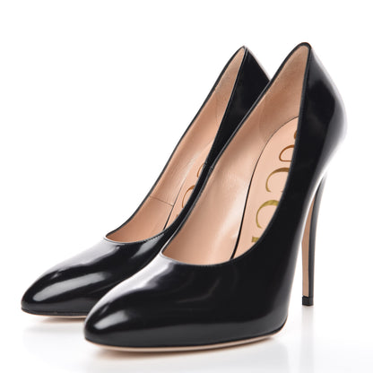 Gucci Polished Calfskin Removable Pearly Bow Elaisa Platform High Heel Pumps 36.5 Black 6 of 13