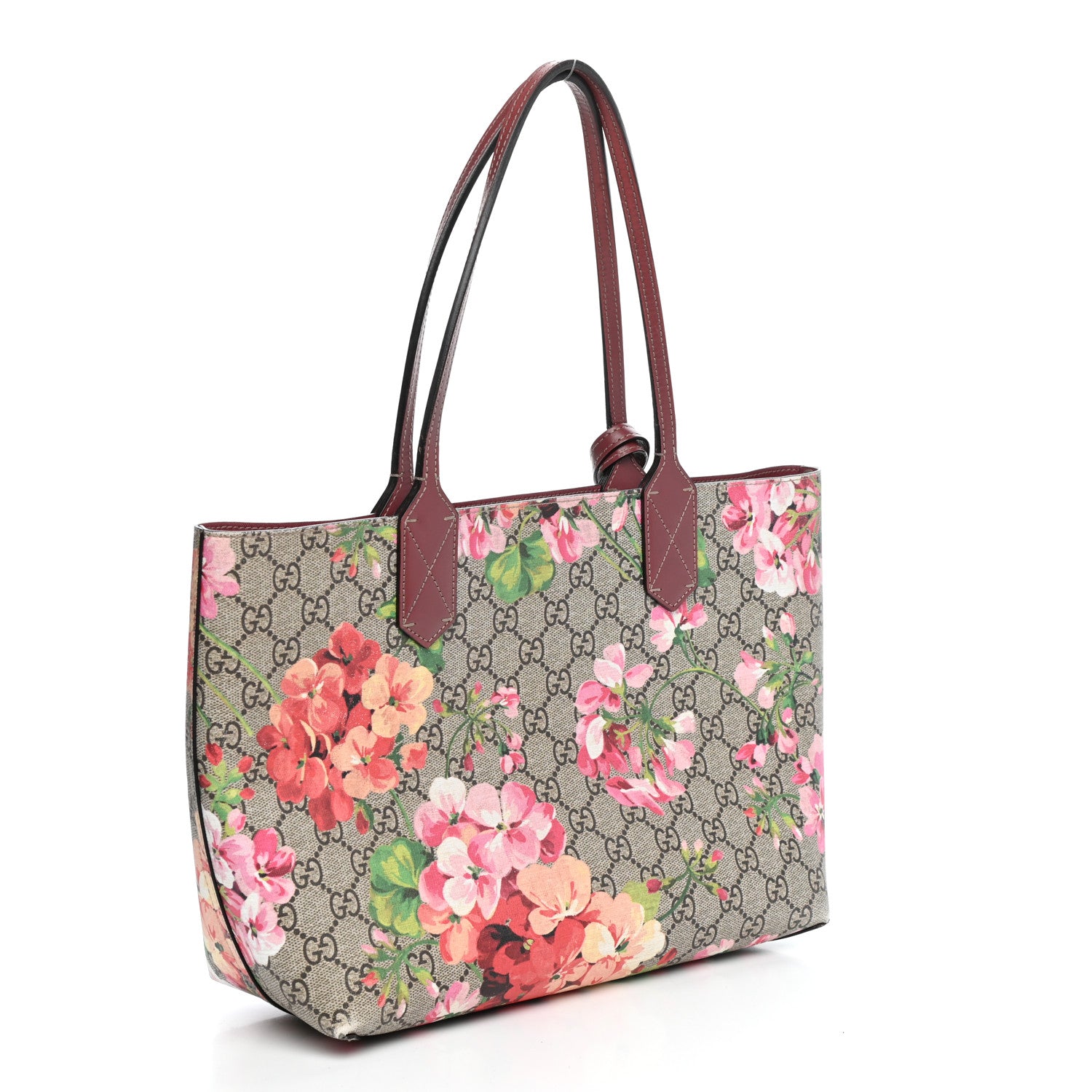 Gucci GG Supreme Monogram Blooms Small Reversible Tote Beige Multicolor Dry Rose 3 of 18