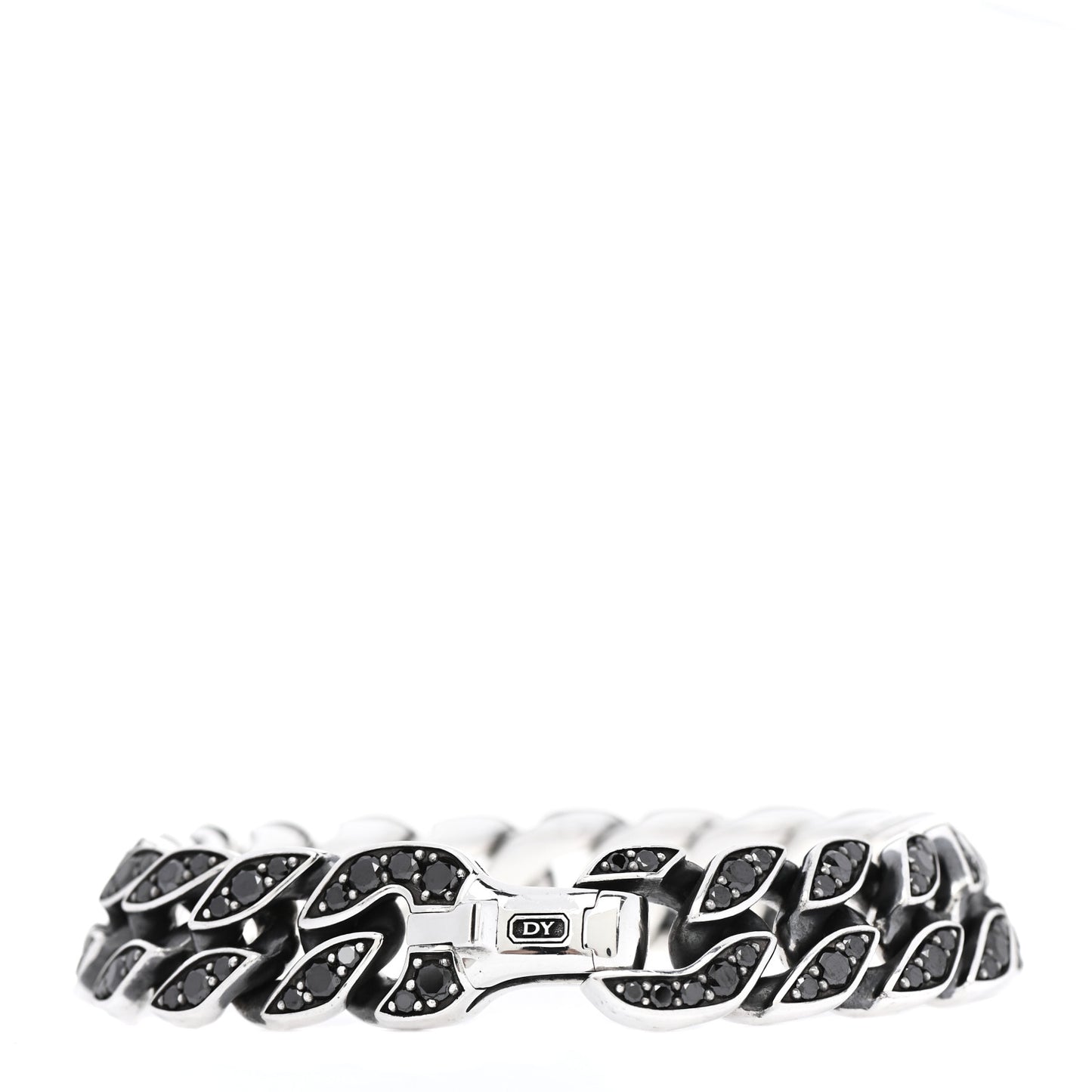 Sterling Silver Black Diamond Curb Chain Bracelet