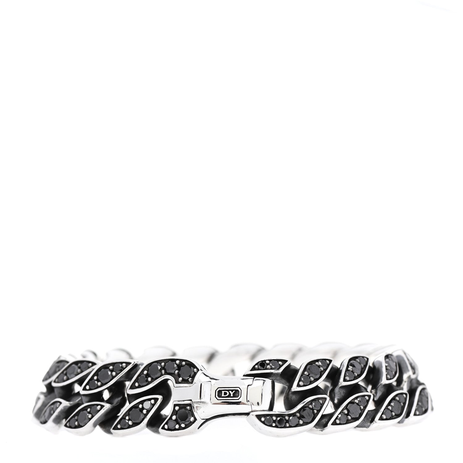 David Yurman Sterling Silver Black Diamond Curb Chain Bracelet 2 of 5