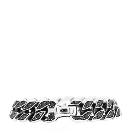 David Yurman Sterling Silver Black Diamond Curb Chain Bracelet 2 of 5