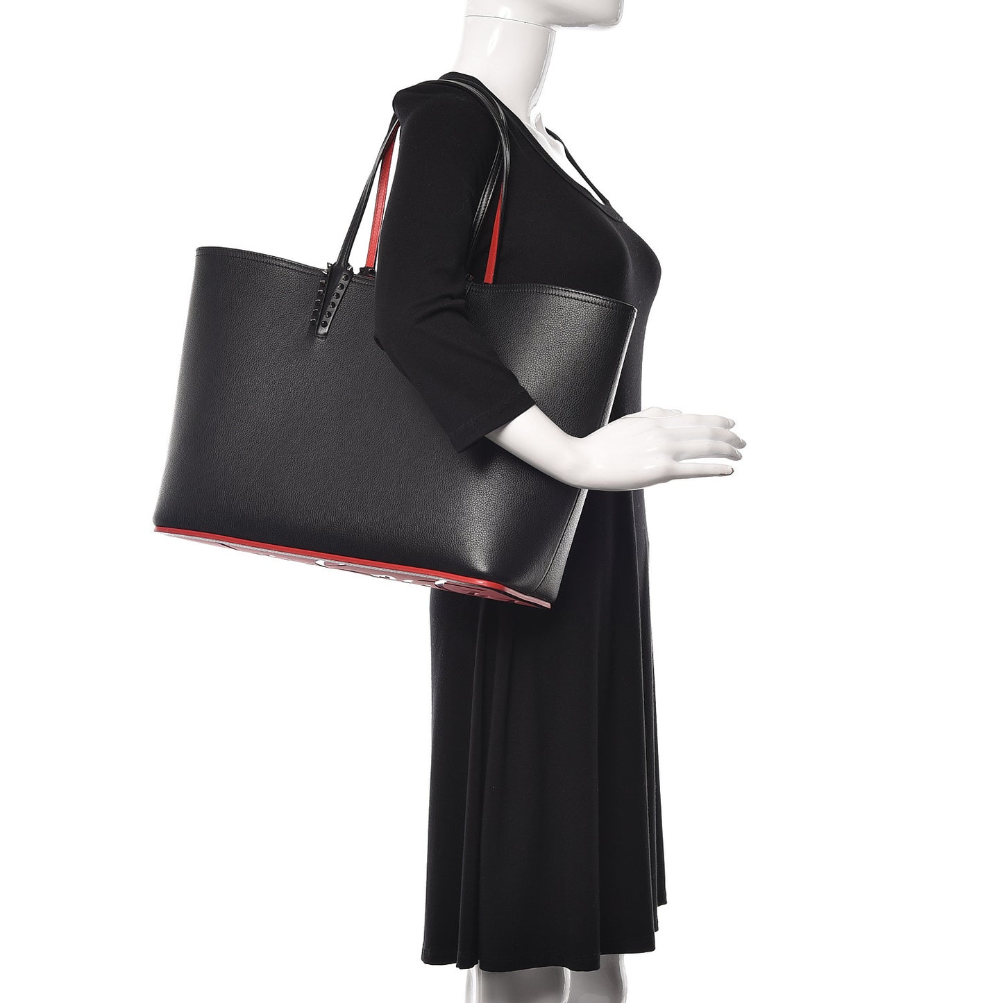 Calfskin Spikes East West Cabata Tote Black