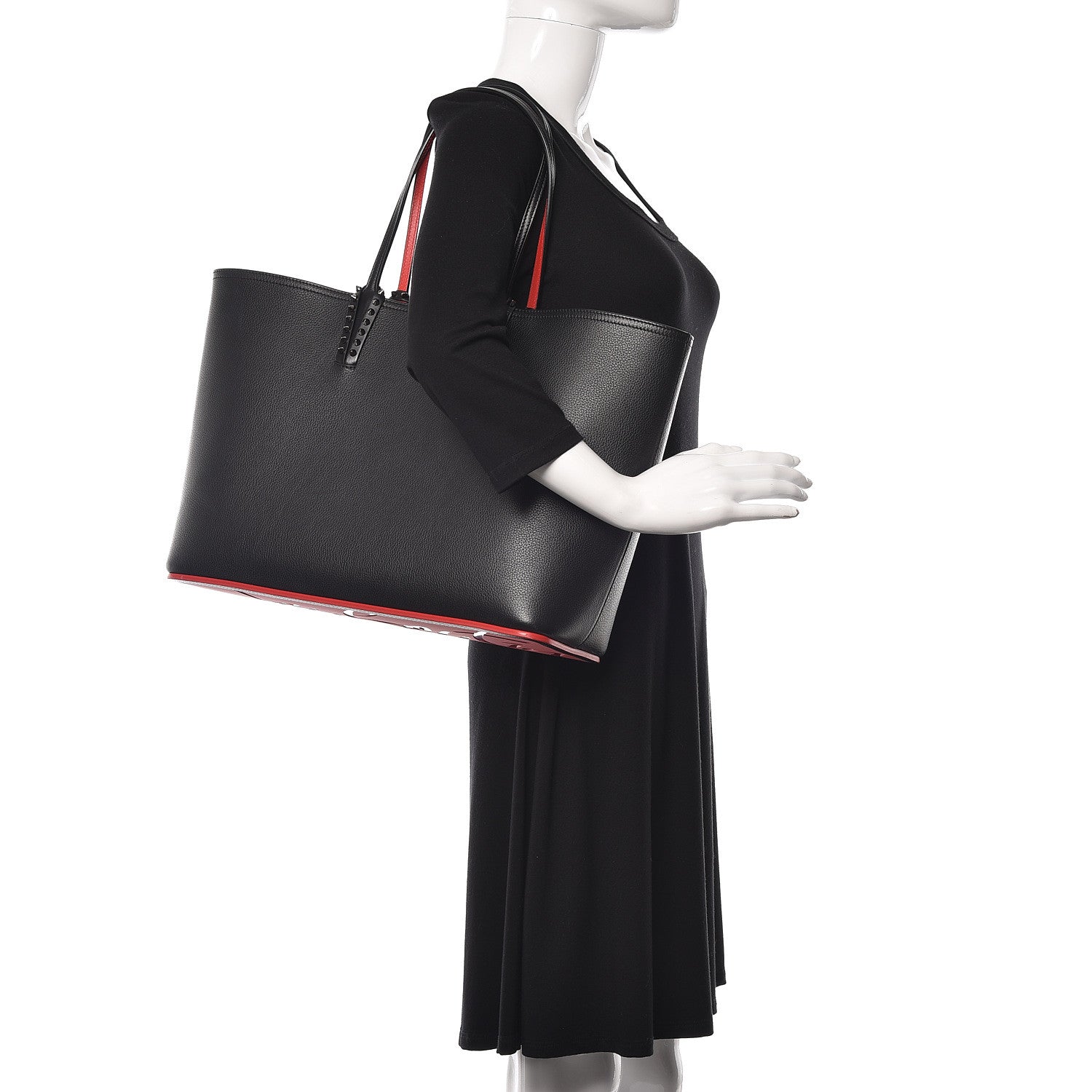Christian Louboutin Calfskin Spikes East West Cabata Tote Black 2 of 13