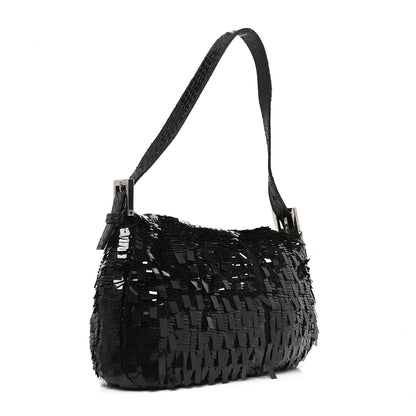 Fendi Sequin Paillettes Snakeskin Baguette Black 3 of 11