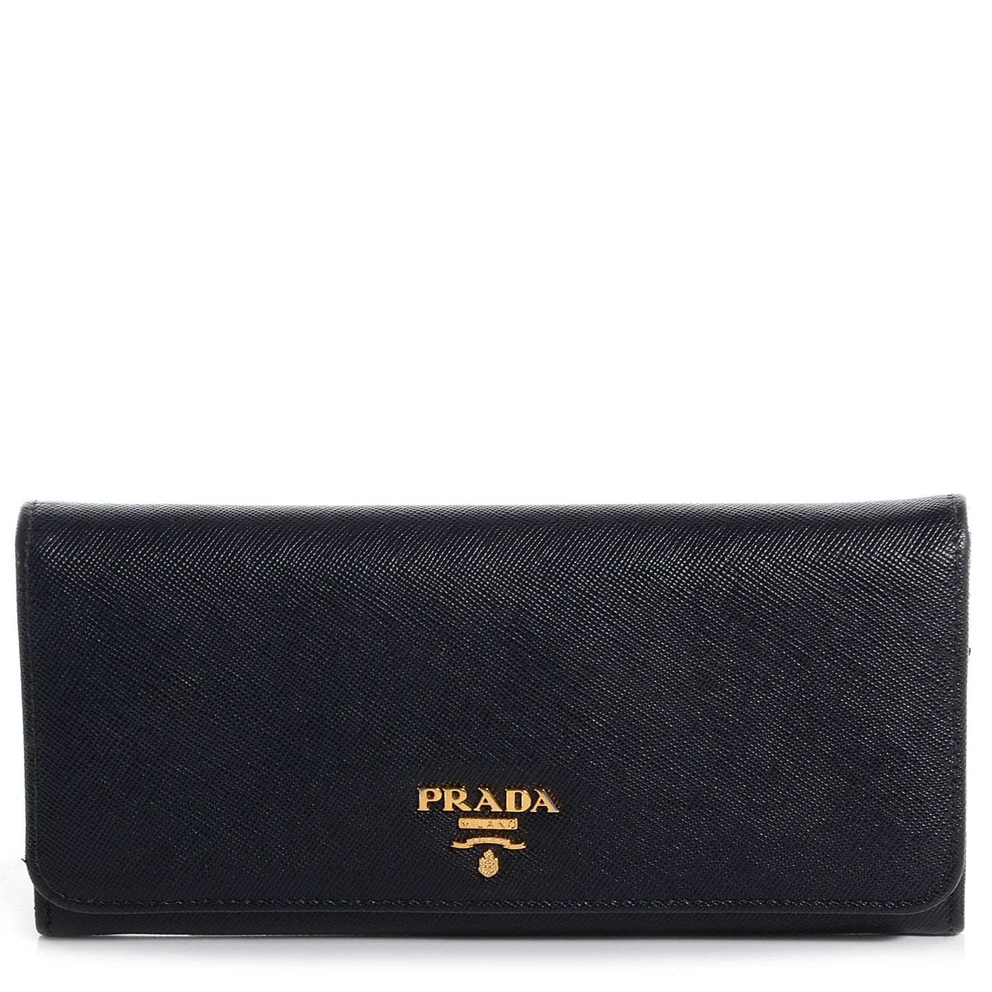 Saffiano Metal Continental Flap Wallet Nero Black