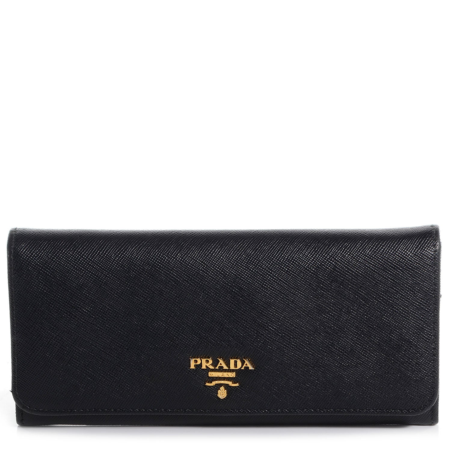 Prada Saffiano Metal Continental Flap Wallet Nero Black 1 of 10