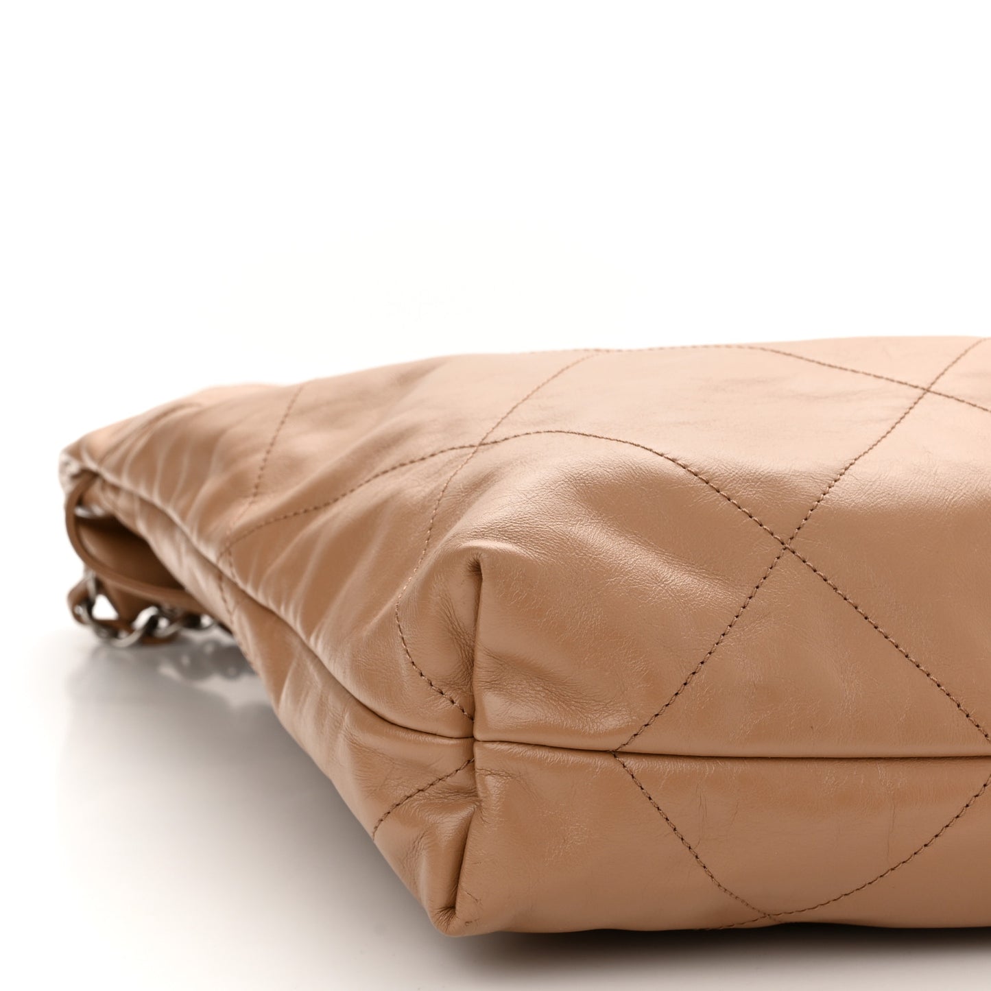 Shiny Calfskin Quilted Chanel 22 Camel