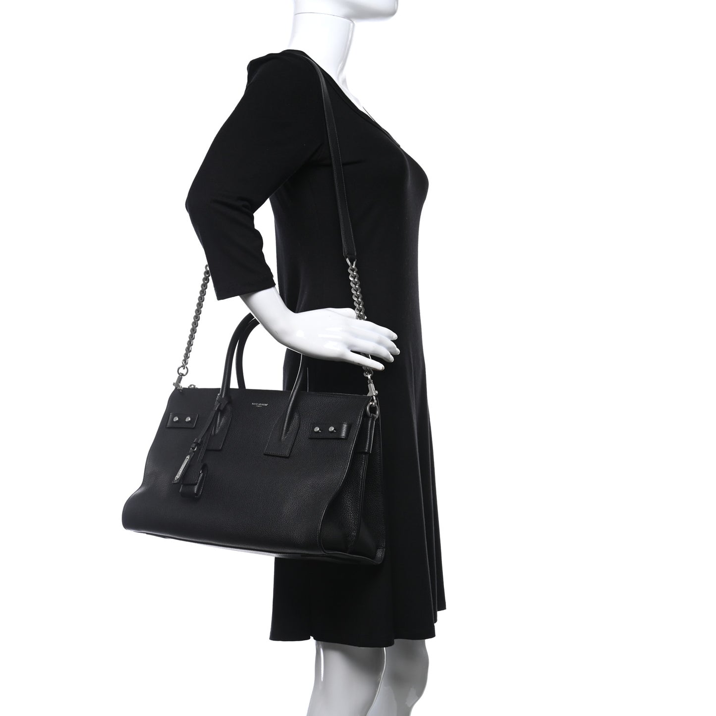 Grained Calfskin Sac De Jour Souple Duffle 36H Asphalt Black